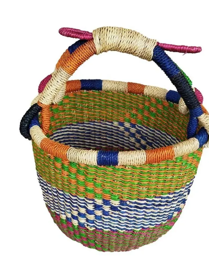 Mini Ghana Storage Woven Market Basket, African Basket, Bolga Basket, Harvest Basket