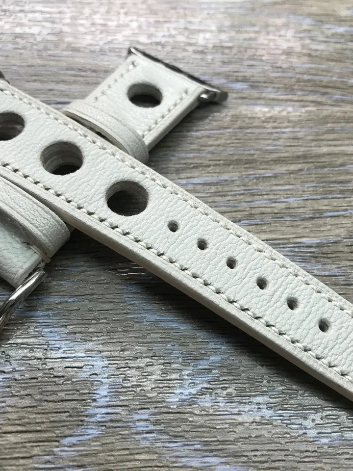 Apple Watch Band, Single Tour Rallye, Apple Watch 40mm, Leather Watch Band, Apple Watch 42mm 44mm, Apple Watch Strap, Cream White, iwatch