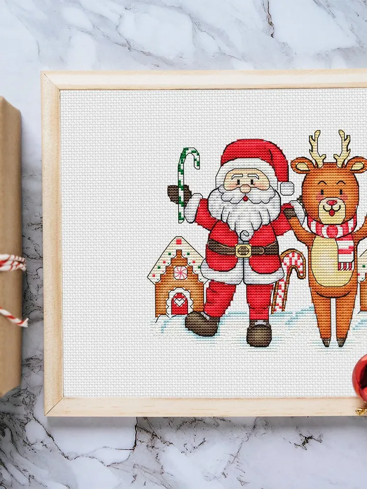 Winter Cross Stitch Pattern PDF, Winter Wonderland Cross Stitch, Santa Christmas Chart Instant Download