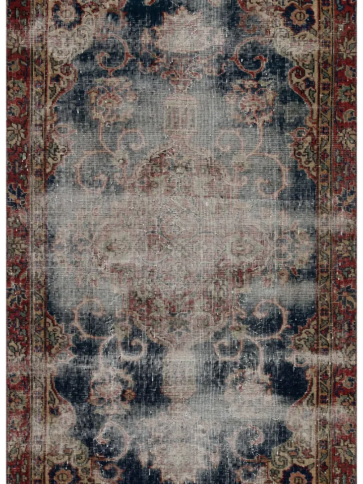 Boho Blue Turkish Kilim Rug - Premium Wool Material, Traditional Usak Patterns, 3.47X6.46 ft Size - Elevate Your Home Decor