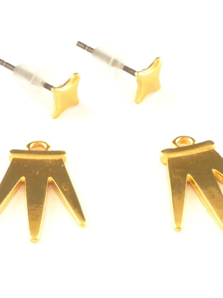 Dainty Spike Ear Jacket Gold or Silver, Minimal Geometric Stud Earring, Modern Front Back Earrings, Gifts for Women, Simple Gift for Her