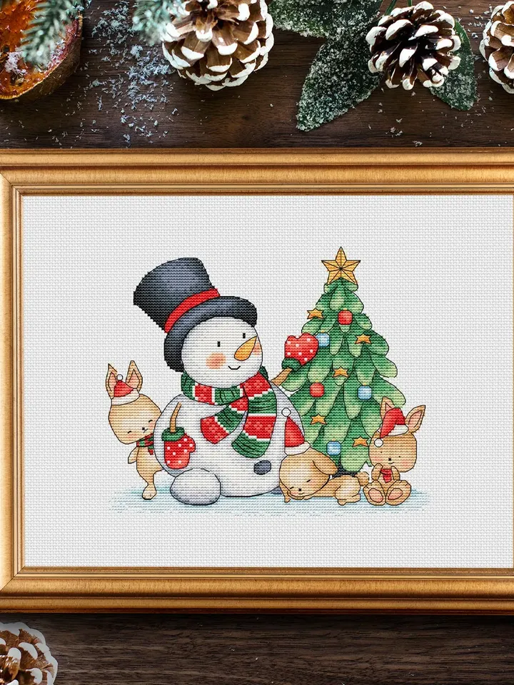 Merry Christmas Cross Stitch Pattern PDF, Bunny Counted Cross Stitch, Cute Rabbit Embroidery Instant Download Digital PDF File