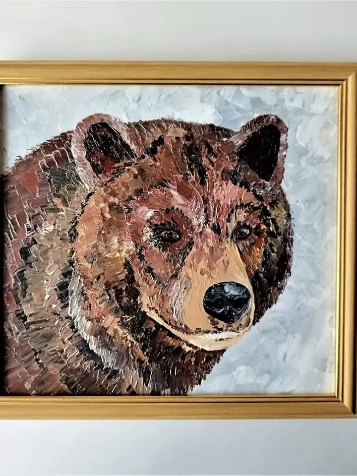 Brown bear painting acrylic Animal artwork