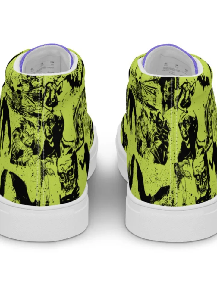 Men's Horror Film High Top Canvas Shoes | Thriller Sneakers, Old Horror Movies, Slasher Films and Classic Monsters Canvas Basketball Kicks