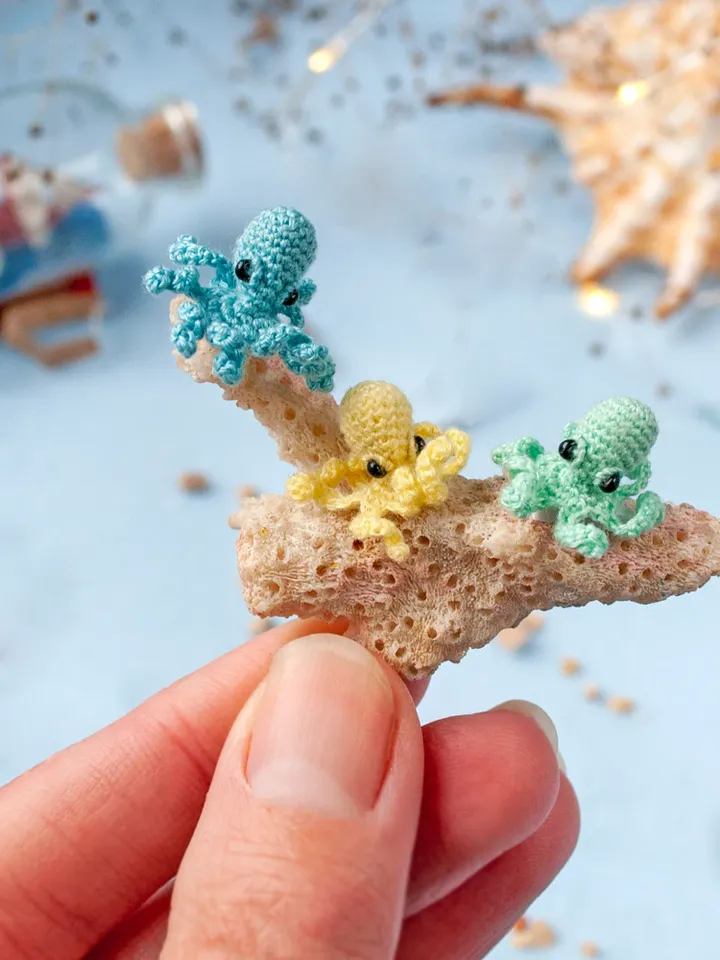 Tiny baby OCTOPUS, Micro miniature sea animal octopus, Nautical decor for dollhouse or diorama, Gift idea for diver