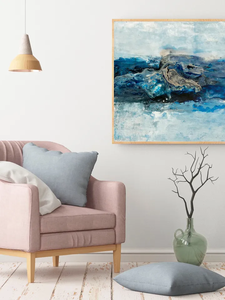 Abstract Painting,Extra Larga Wall Art Abstract,Aesthetic Room Decor, Wedding Gift,Digital Print,Marine Art,Nature Inspired Wall Decor, Art