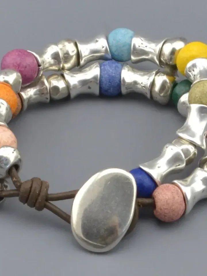 Chunky Bracelets for Woman Beaded, Multicolor Bracelet Uno de 50 Style, Bohemian Gifts For Her, Statement Jewelry for Mom Sister Best Friend