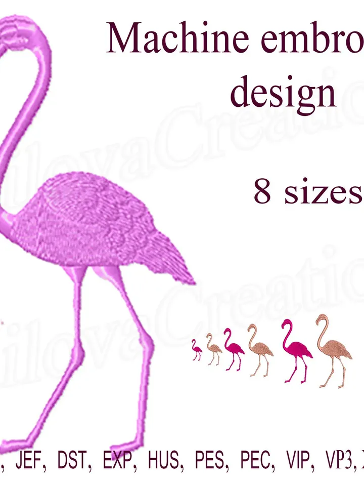 Flamingo Embroidery designs  Silhouette animals Machine embroidery patterns bird