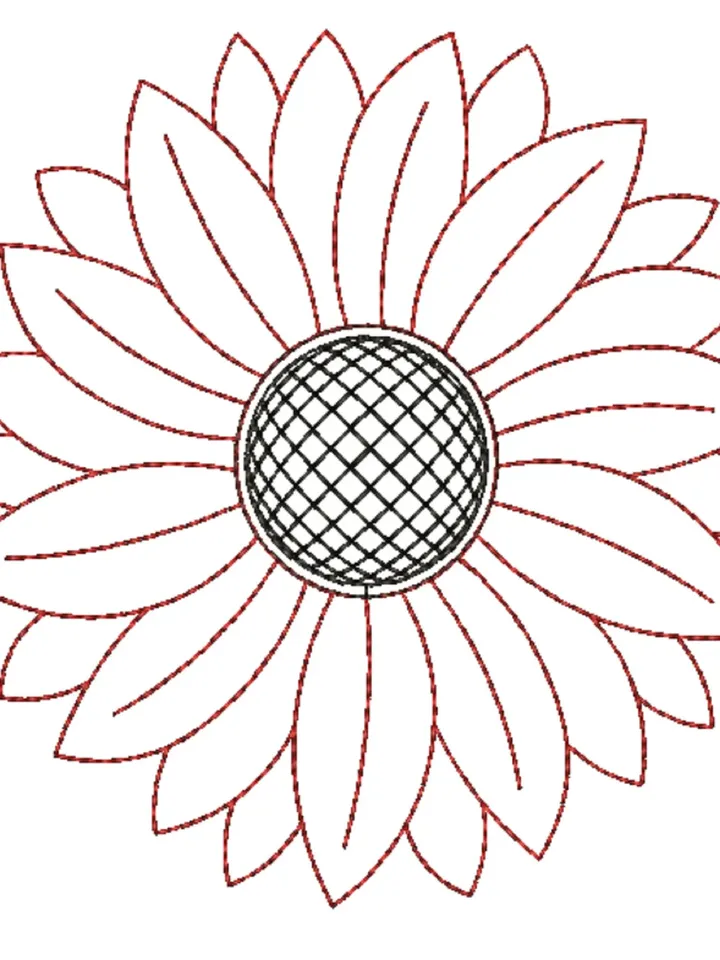 Flower Embroidery design Machine embroidery designs chamomile sunflower Embroidery File  Instant Download redwork