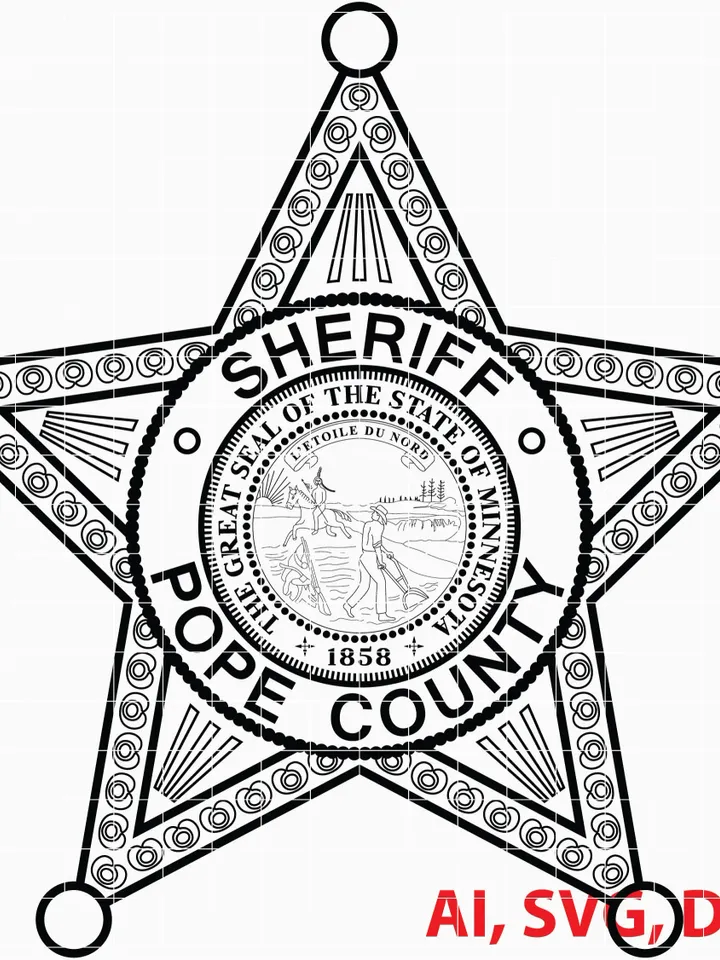 State of Minnesota Pope County Sheriff Logo, Seal, Badge, Custom, Ai, Vector, SVG, DXF, PNG,