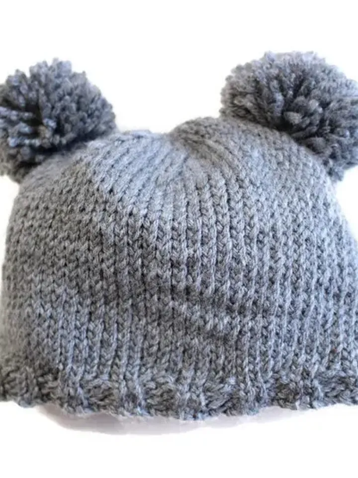 Double Pom Pom Beanie Hat, Pom Winter Beanie, Winter Accessories for Boys and Girls, Gifts for Her, Fur Fluffy Pom-Poms, Unisex Knit Beanie