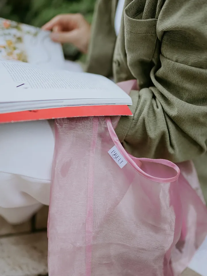 Organza tote bag Pink shopper bag Reusable grocery bag