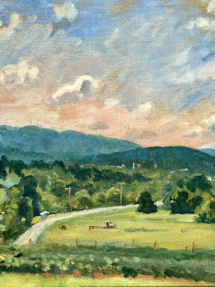 Original Summer Landscape Painting -Summer Sky/Berkshires- 14x20 Oil on Linen, Plein Air American Impressionism, Signed Original Fine Art