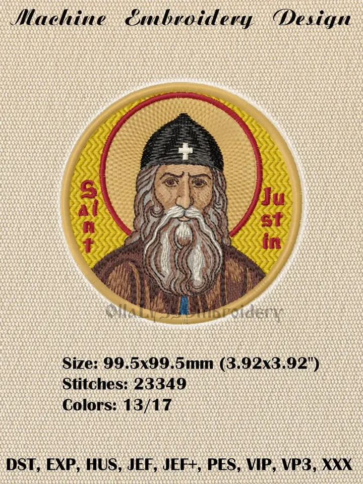 Saint Justin of Serbia embroidery design