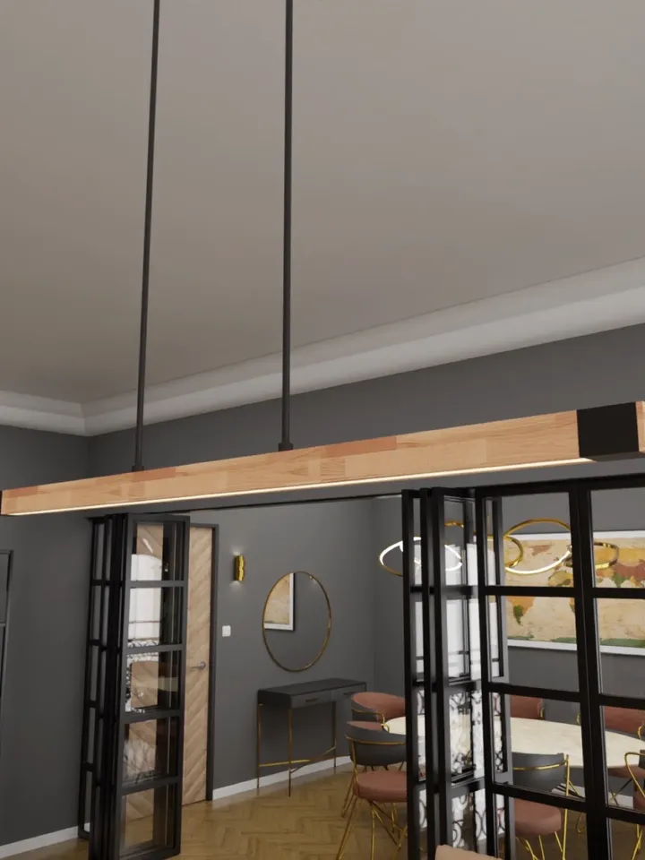 Wooden LED pendant light, wood chandelier
