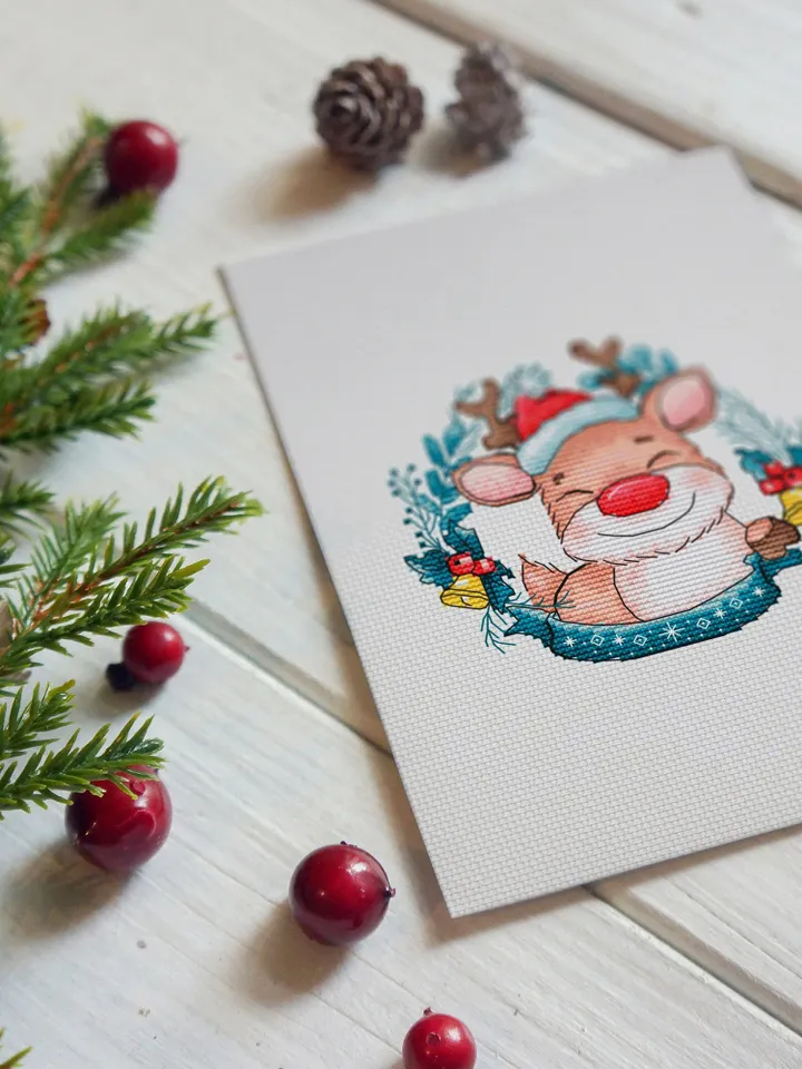 Cute Deer Cross Stitch Pattern PDF, Christmas Counted Cross Stitch ...