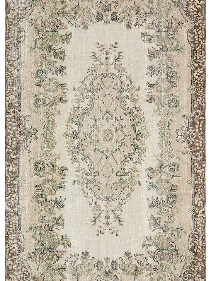 Boho Turkish Rug - Natural Handwoven Oushak Carpet, Bohemian Kilim, Anatolian Series, 5.7 x 9.5 ft