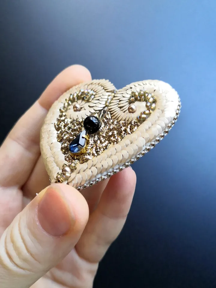Paired brooch in the form of a heart and a key heart brooch gift for woman