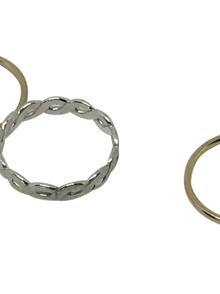 Toe ring, Gold toe ring, 14k Gold Filled Stacked Toe Rings, Gold toe rings, midi ring, braid ring, Gold and Silver, toe rings for women