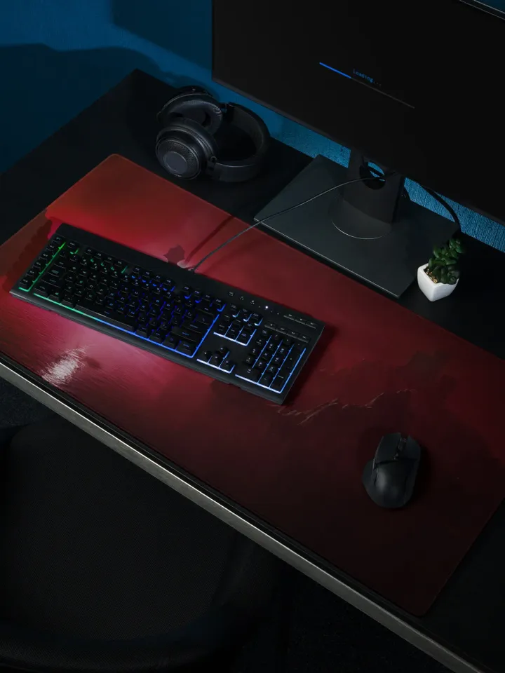 Red Dragon Gaming Mousepad | Fantasy Landscape TTRPG Battle Mat, DnD Dice Rolling Mat, Wide Gaming Mouse Pad, Pathfinder Combat Mat