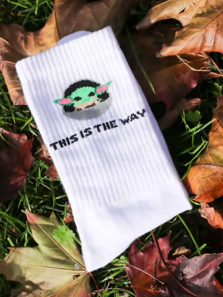 Baby Yoda cotton crew socks with baby yoda. This is the way crew socks for men . Gift idea. Star wars addicts, Mandalorion lovers