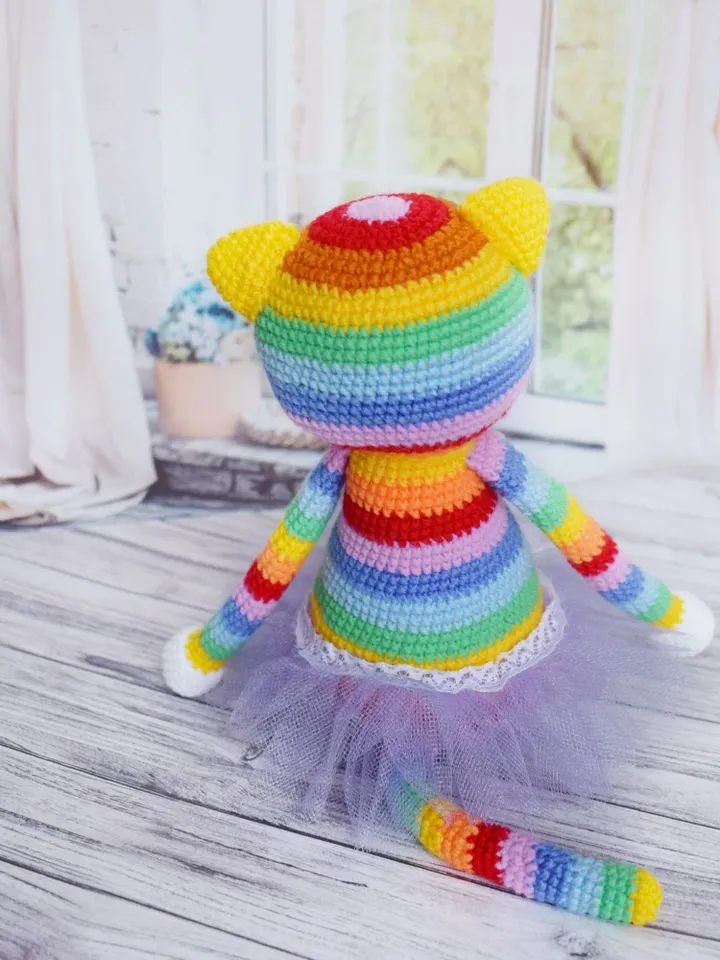 Rainbow cat TO ORDER Cute knitted kitten Funy animal Amigurumi Gift for children Moms favorite cat