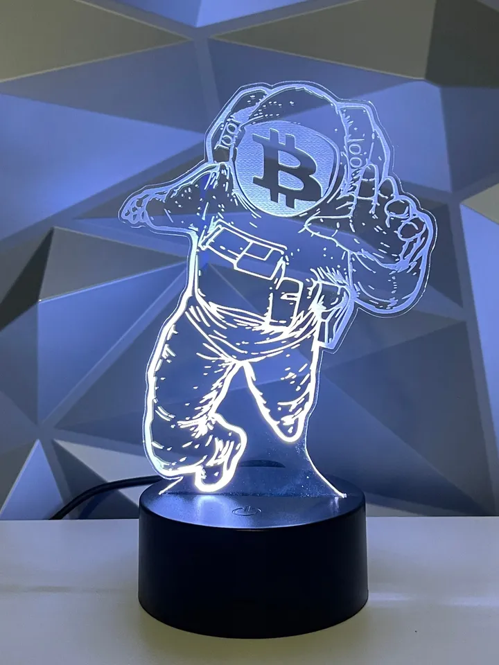 To The Moon Crypto Bitcoin Astronaut Sign RGB Light