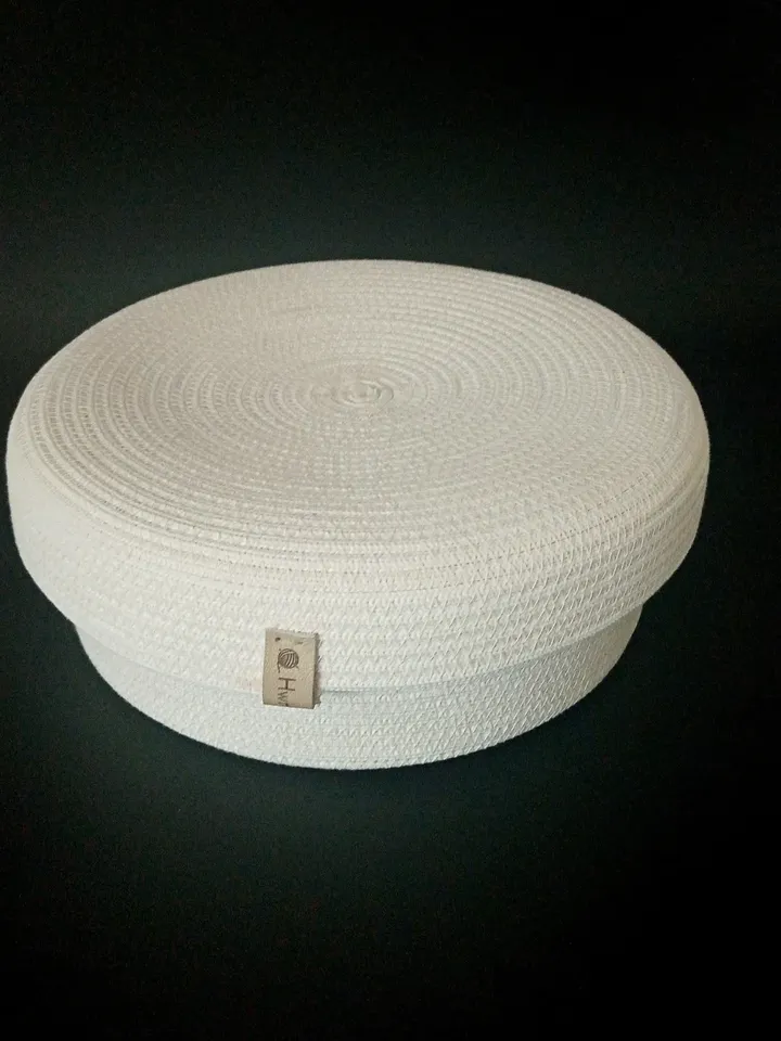 cotton basket with lid, home decor, storage and organization, storage system, rope box