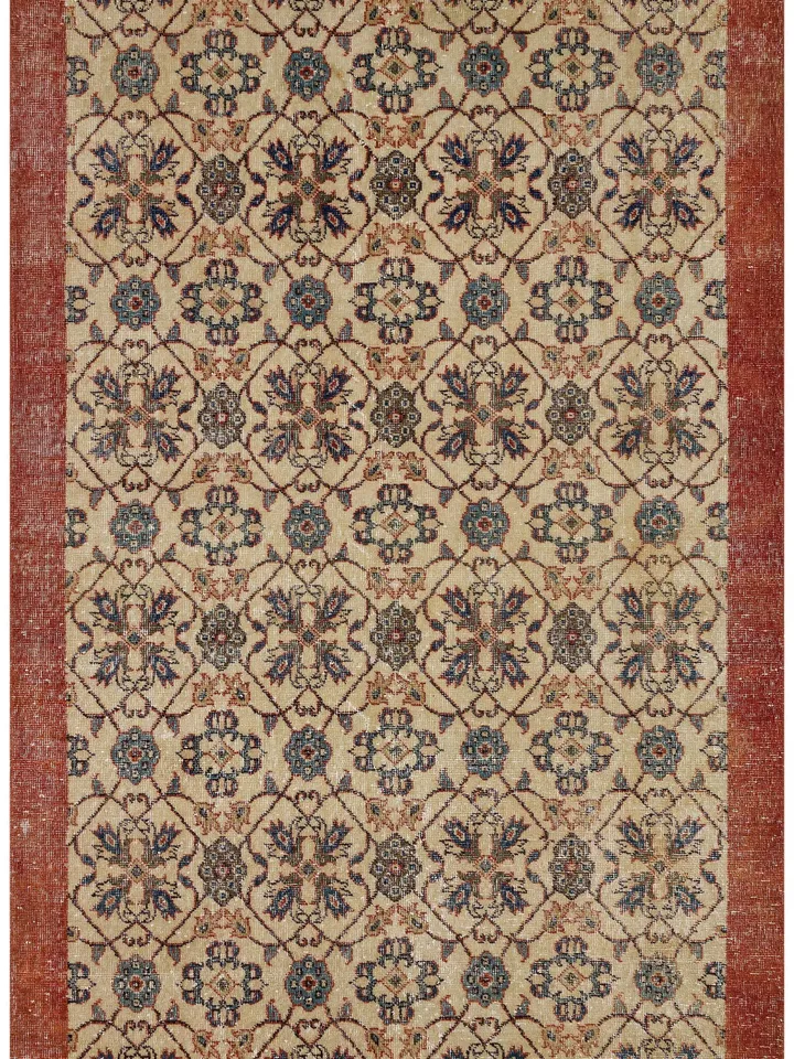 Bohemian Beauty: Hand-Woven Red Turkish Rug for Your Home