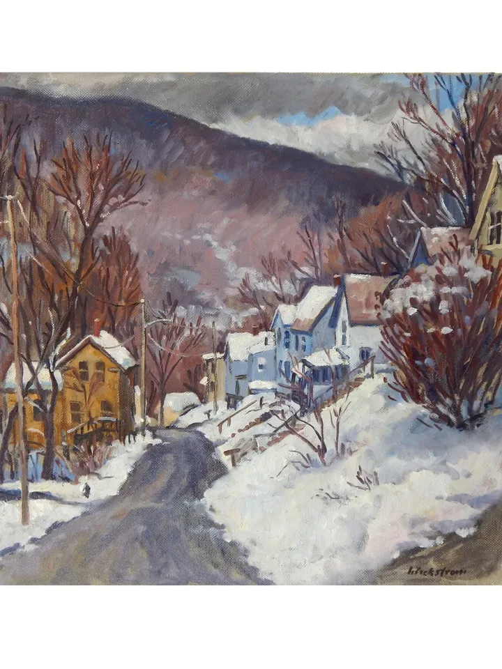 Winter Landscape Painting - Toward Vermont/Deep Snow - 14x14 Oil on Canvas, Plein Air Impressionist Fine Art, Signed Original