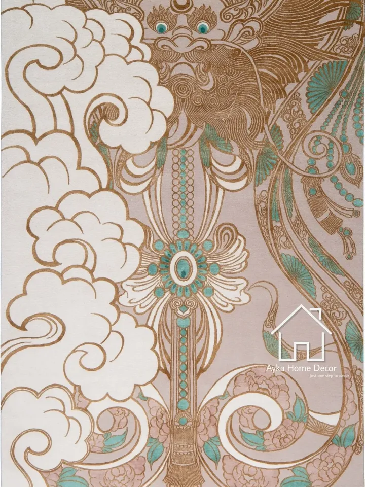 Vally Silky Hand Tufted Erase Pattern Traditional Area Rug Woolen Carpet Large Area Rug Silk & Wool For Customized Size Dm us