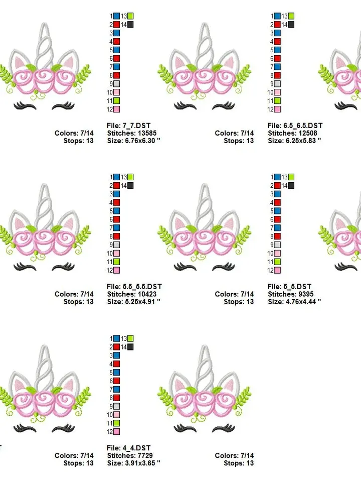 Magic unicorn with Roses Unicorn with flowers Unicorn with crown rainbow birthday Design applique for Machine Embroidery