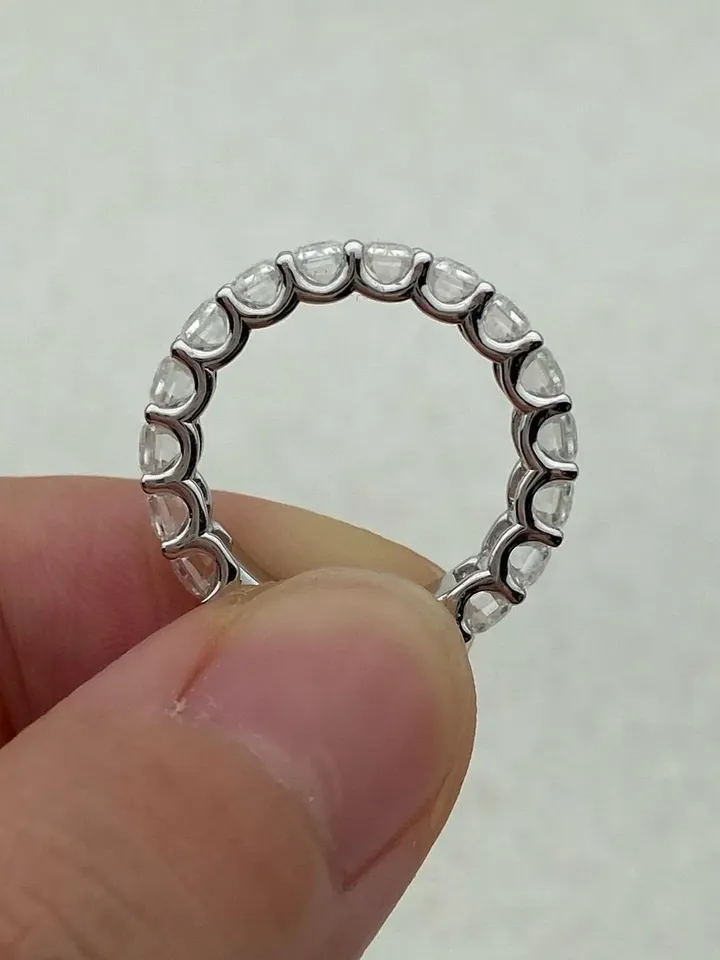 6x4MM Emerald Cut Eternity Band, Moissanite Wedding Band, Full Eternity Band, 8.62 CT Colorless Moissanite, Anniversary Gift Eternity Ring