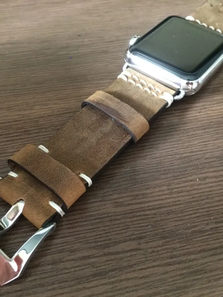 Apple Watch Series 6 Space Gray Watch Band, Brown Vintage Leather Watch Straps for Apple Watch 40mm 44mm, Personalise Valentines Gift Ideas