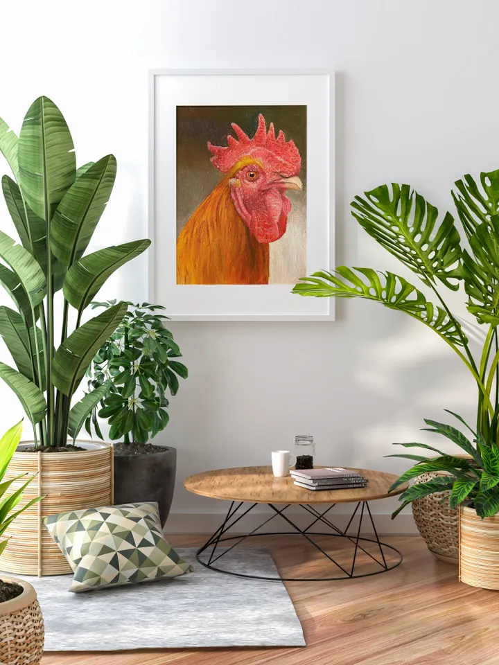 Cock painting,chiken art,oil painting,Original Art Animal Artwork Canvas Art, original painting