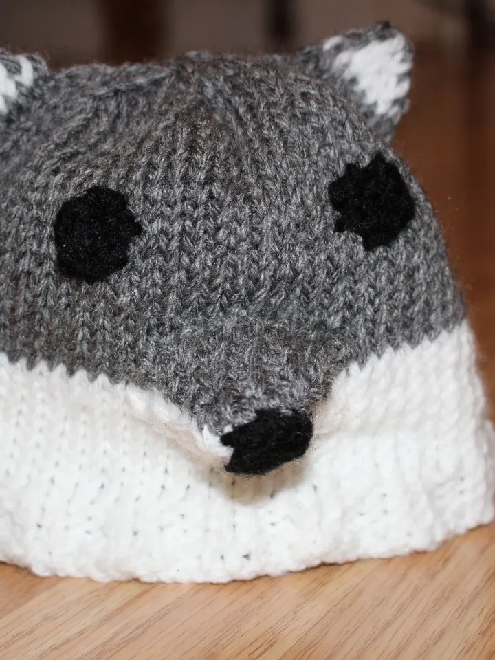 Gray Wolf Beanie Hat, Halloween Costume Accessories, Newborn Crib Hat, Baby Shower Gift Idea for New Parents, Kids Sized Winter Hats, 3D Ear
