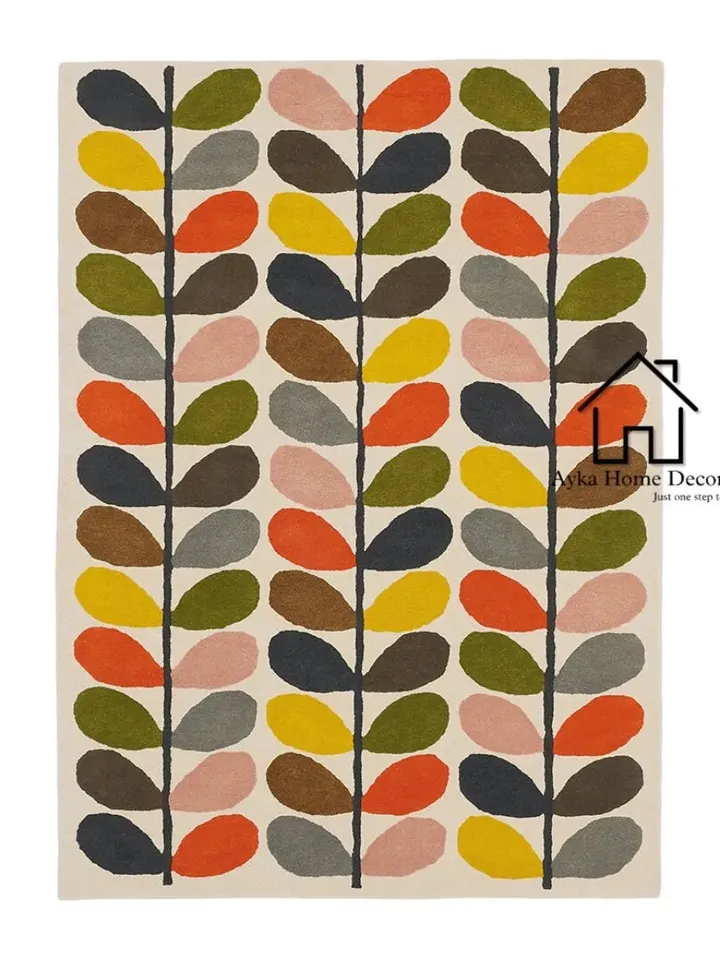 Leave Multicolor Hand Tufted Wool Area Rug Modern Area Rug Handmade Area Rug Hand Tuft Rugs Morden Rugs Living Room Vintage Rugs Christmas