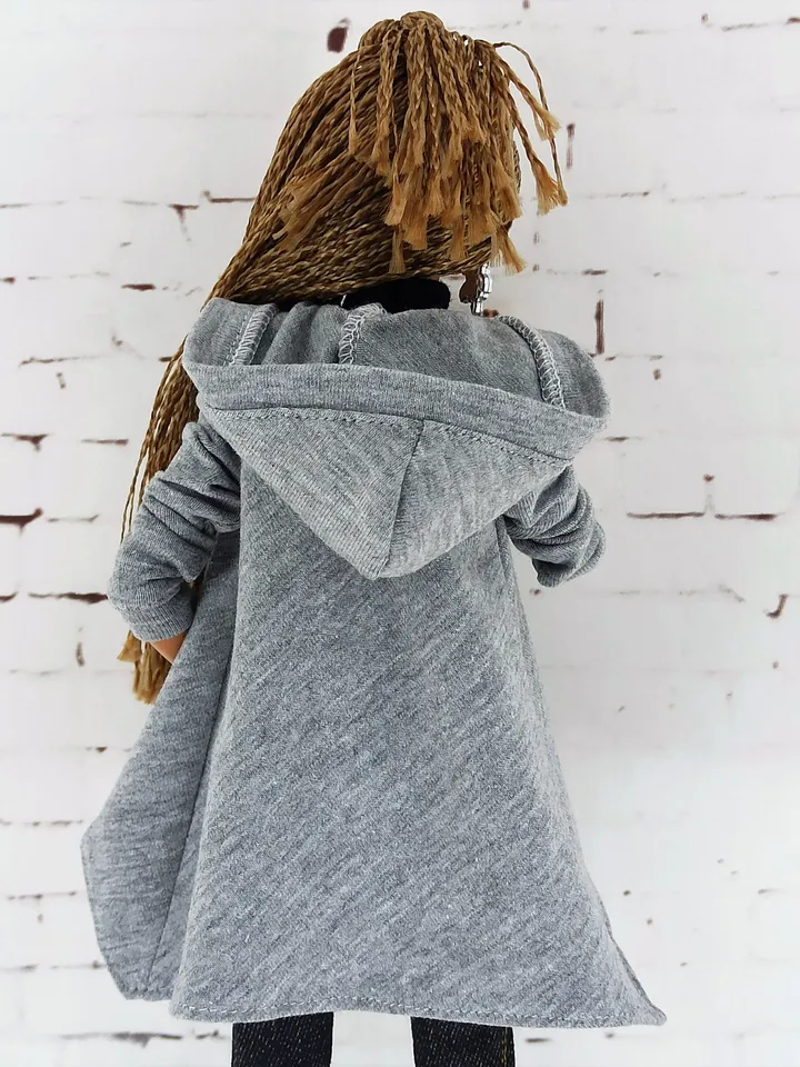 Set of jeans, bodysuit and cape with hood