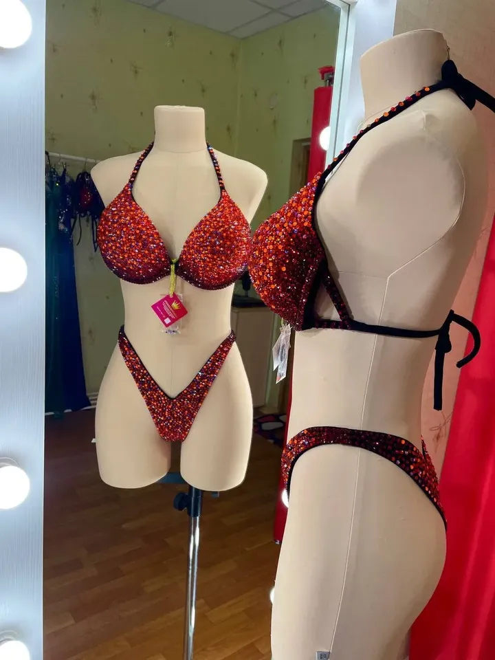 Competition Figure Suit with Crystals/Competition Suit/Posing Suit/Rhinestone Fitness NPC,IFBB,WBFF