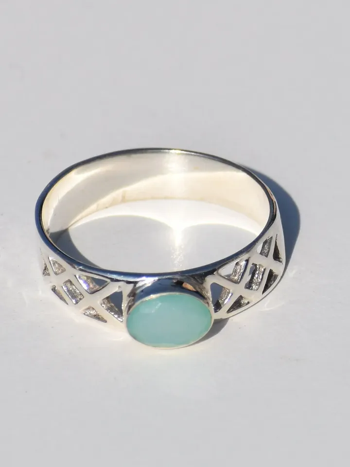 Chalcedony Ring, Sterling Silver Ring, Handmade Ring, Gemstone Ring, Statement Ring, Promise Ring, Precious Ring, Anniversary Gift For Her