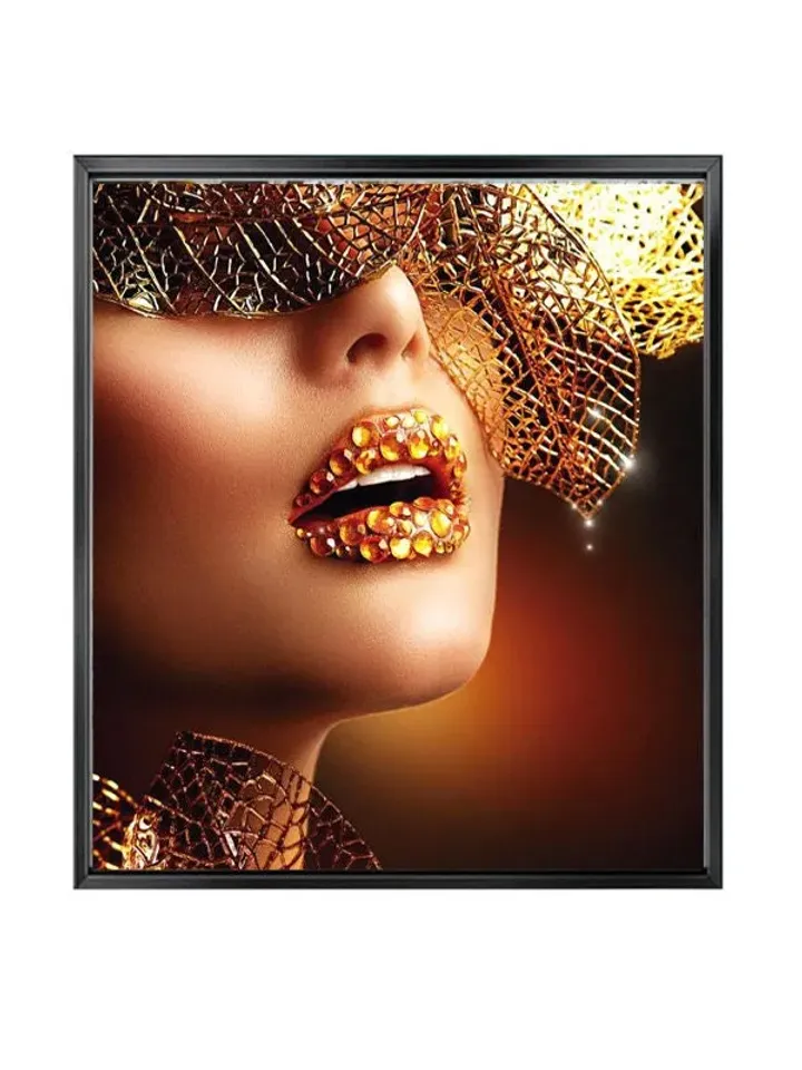 Gold woman Print on Canvas , Floating Frame Option, Modern Wall Art, Extra Large Canvas Wall Art