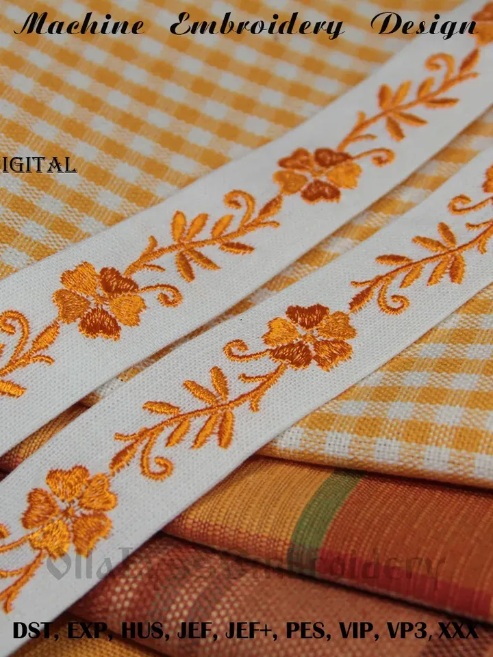 Floral endless border embroidery design