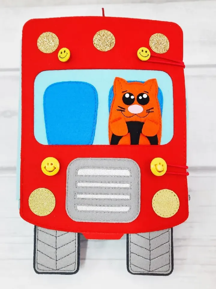 Red Bus, Family Travel, Toy Family Travel, Different Vehicles, Touch Interactive Game, Silent Book