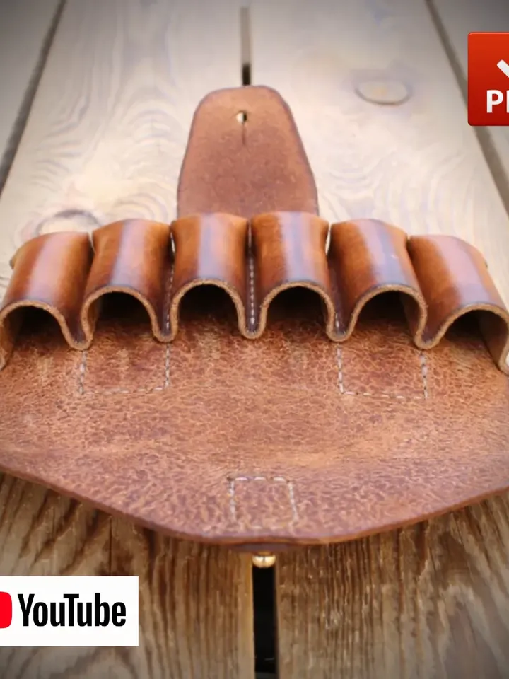 PDF pattern leather Bandolier for 6 rounds of 16 or 12 gauge. + Video tutorial. OTH10