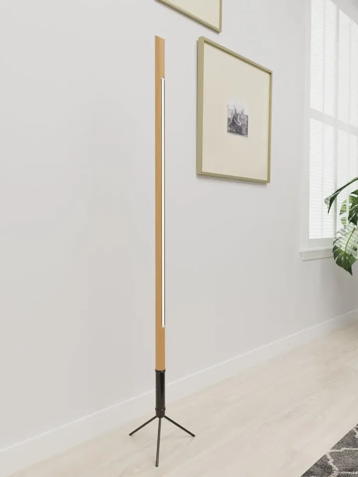 Wooden floor lamp, modern LED floor lamp, cylinder floor lamp
