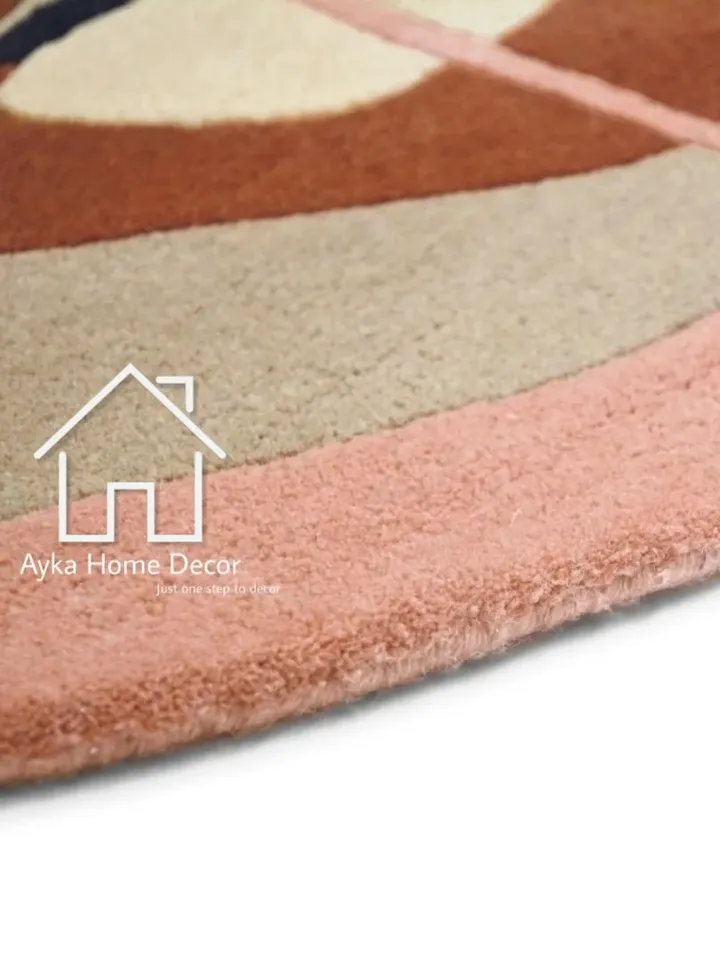 Tigo Round Shape Wool & Silk Rug Handmade Area Rug Hand Tuft Rugs Morden Rugs for Living Room Rugs Bedroom rug Designer Area Rug
