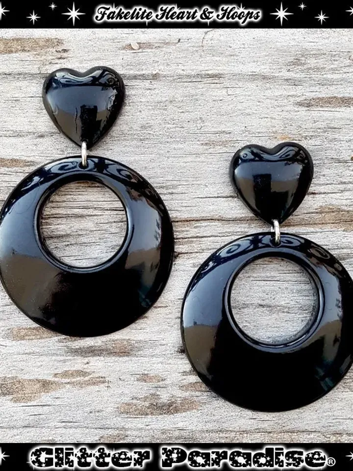 Hoops & Heart - Earrings - 1950s Jewelry - Retro Heart Hoops - Marilyn Hoops - Vintage Inspired - Valentine's Earrrings - Glitter Paradise®