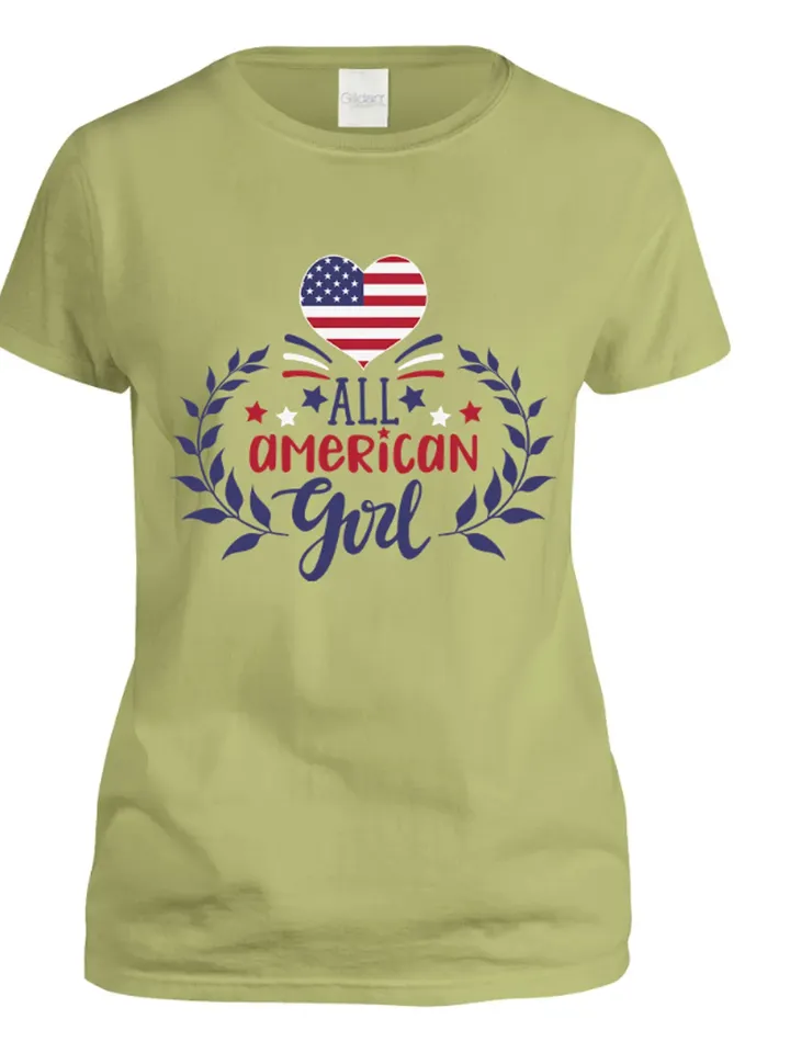 All American Girl Patriotic 4th of July Red White Blue Americorn digital design Cricut svg dxf eps png ipg pdf cut file