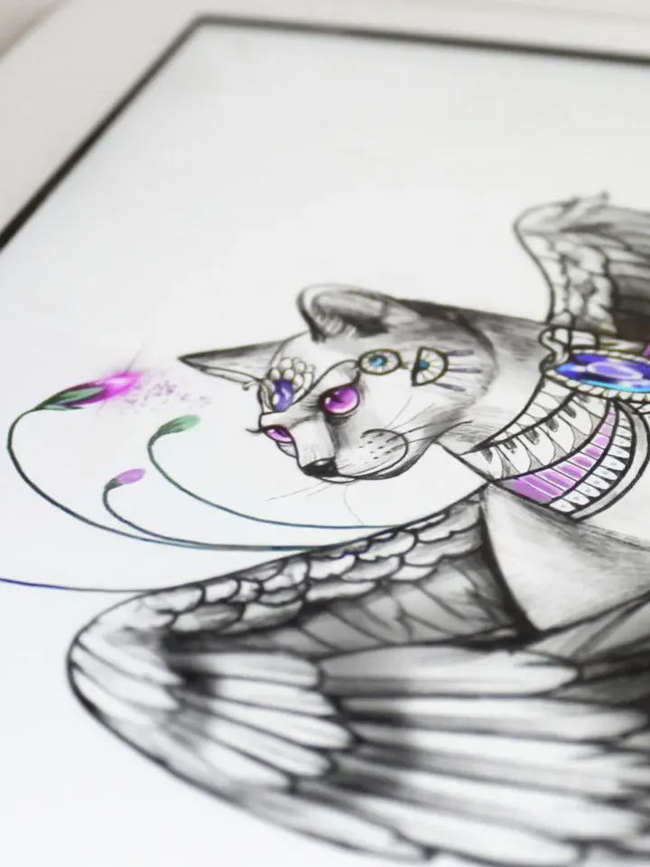 Bastet Tattoo Design Bastet Goddess Sketch Egyptian Cat Tattoo Design for Woman, Instant download PDF, PNG, JPG files