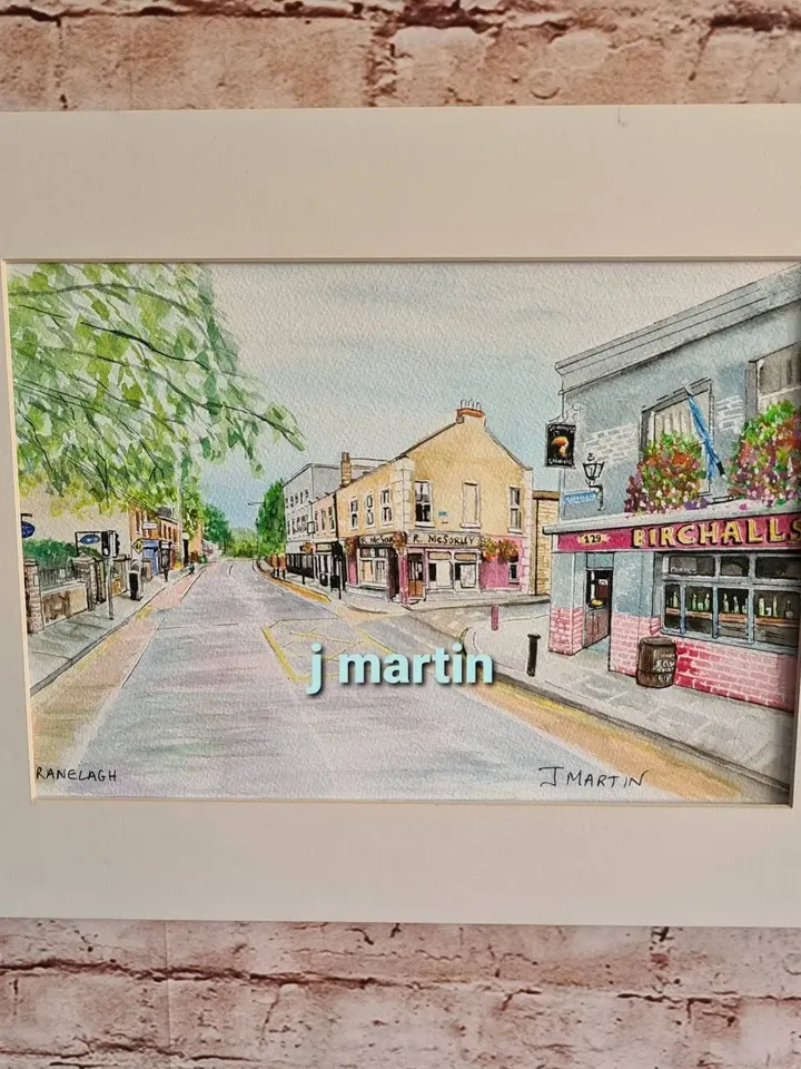 Top of Ranelagh village just before Milltown, painting Ranelagh, Watercolour Ranelagh, unmounted, unframed
